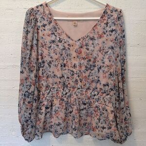 Philosophy Floral Balloon Sleeve Blouse Fairy Cottagecore Romantic Med